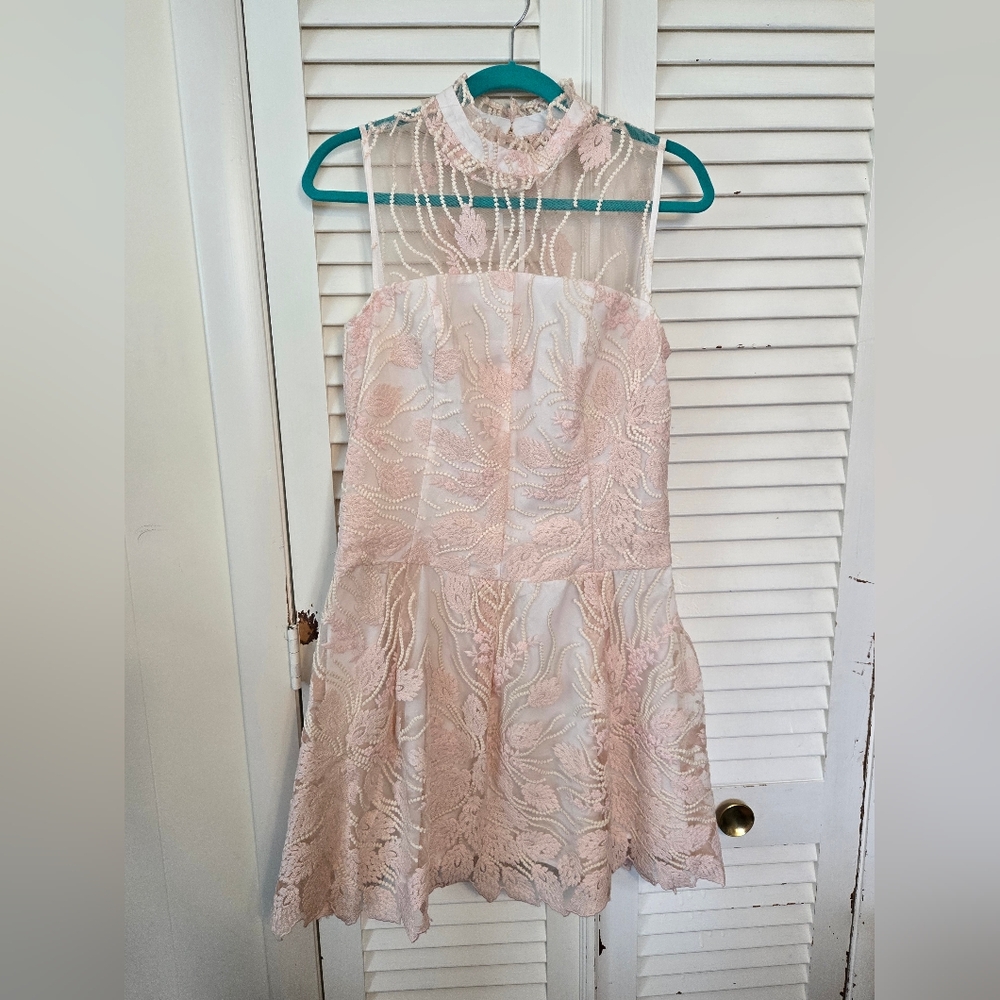 Stunning Nanette Lepore Pink Lace Mini Dress Size 10 NWT